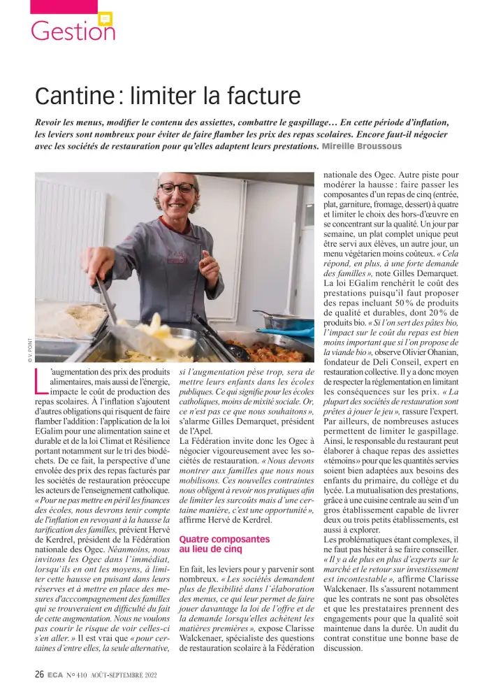 Article spécialisé restauration collective